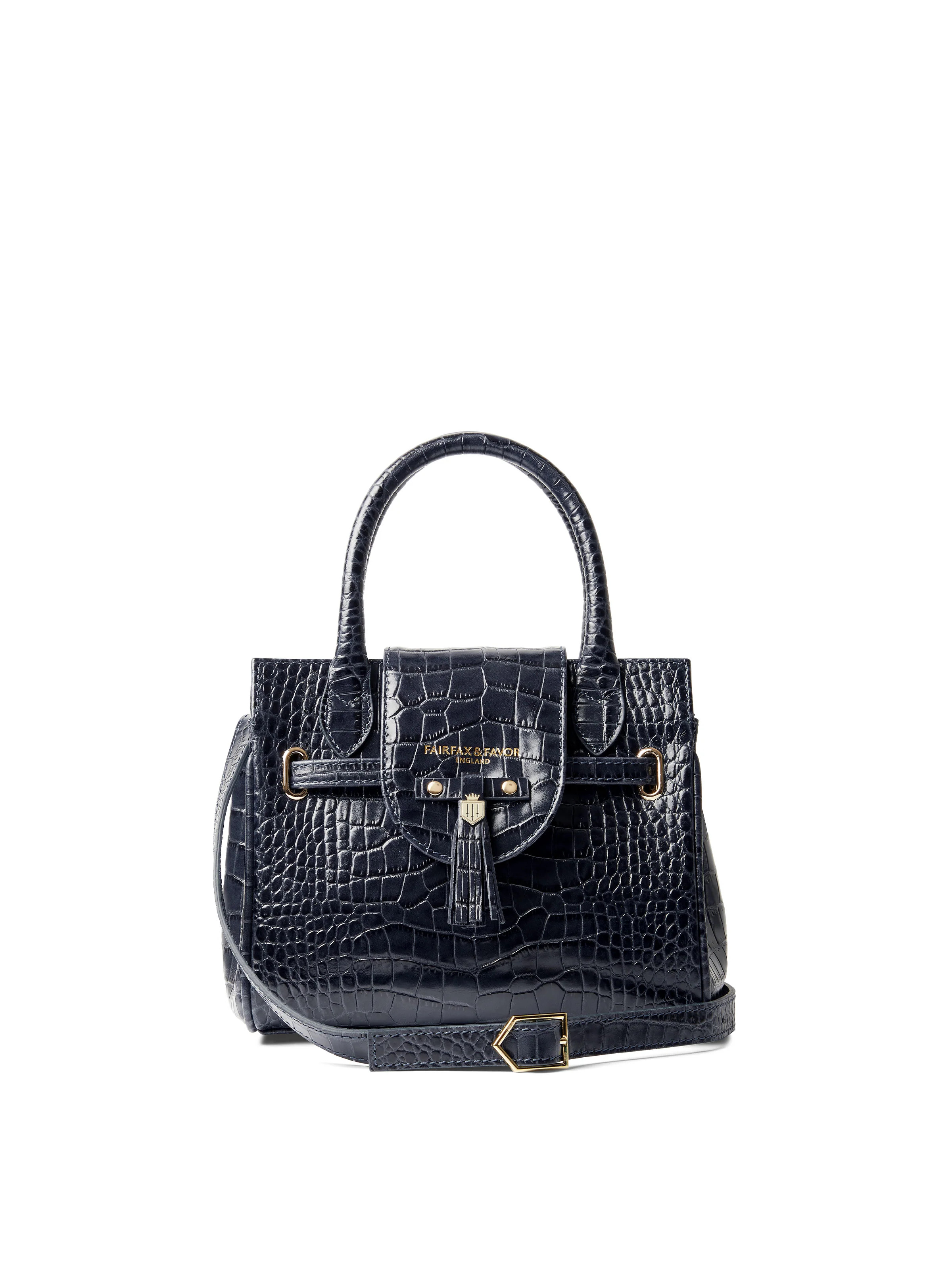 Mini Windsor - Women's Handbag - Navy Croc | Fairfax & Favor | Fairfax & Favor (UK)
