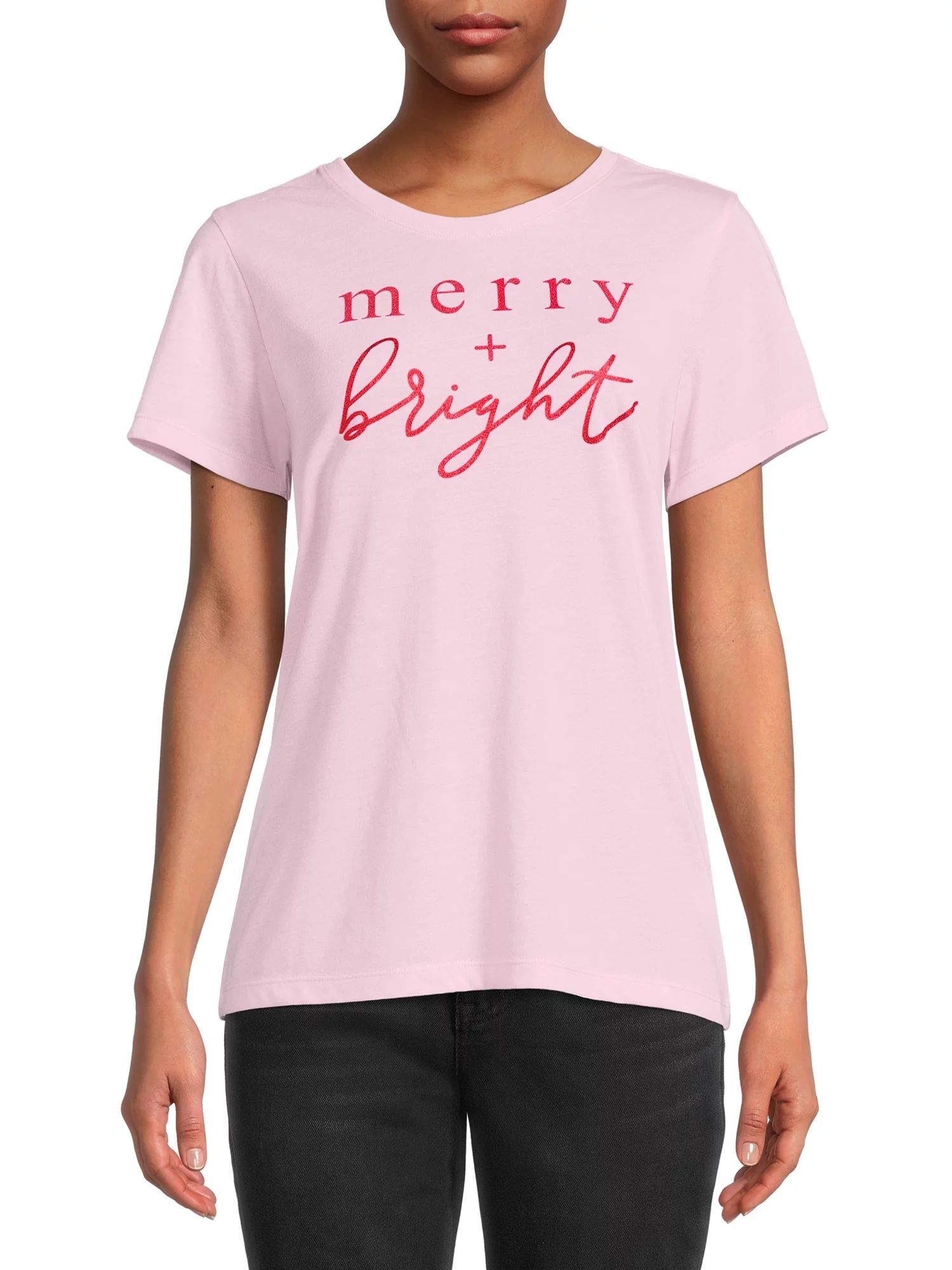 Holiday Time Womens's Christmas Merry and Bright Graphic Tee - Walmart.com | Walmart (US)