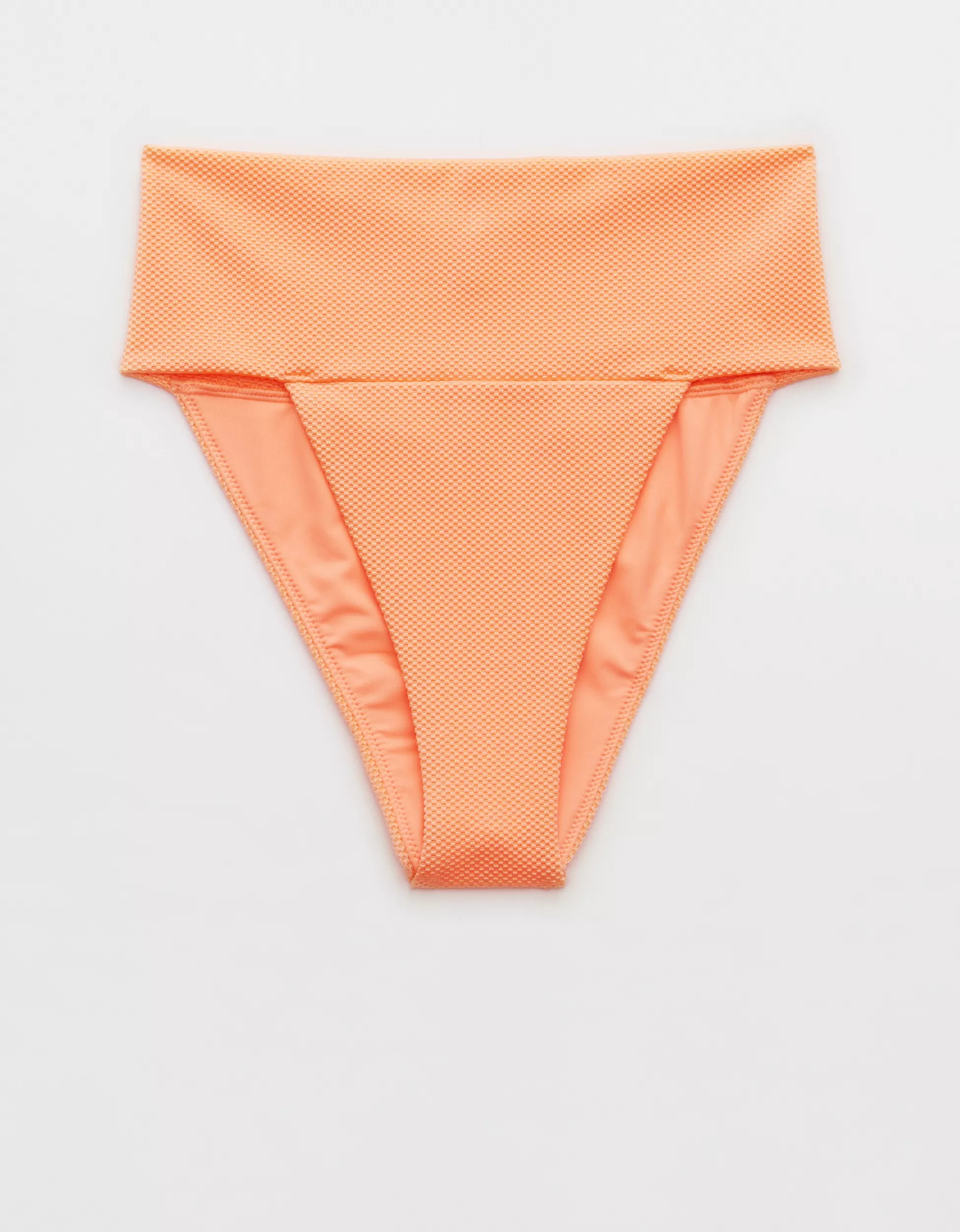 Aerie Shine Pique Banded High Cut Cheeky Bikini Bottom | Aerie