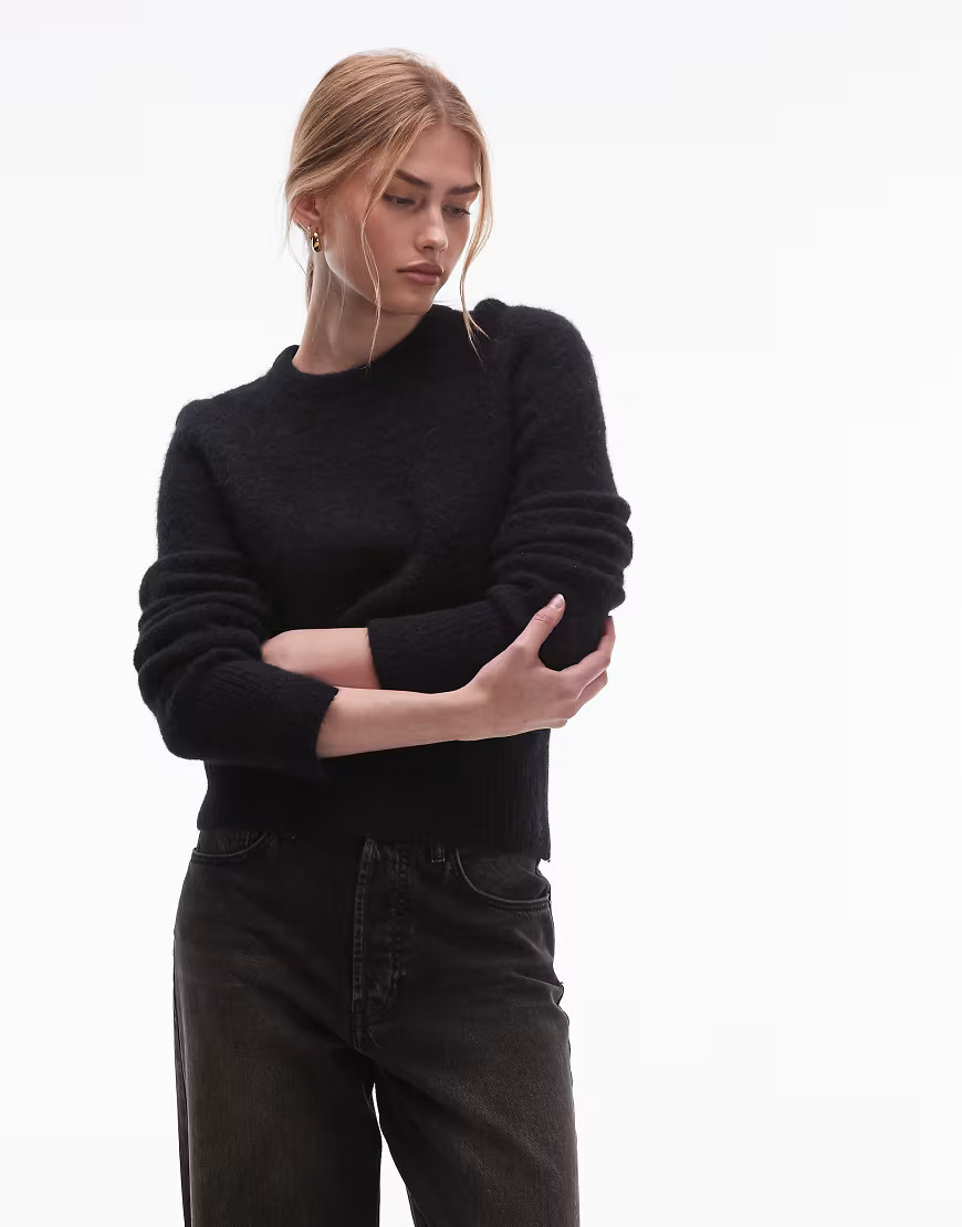 & Other Stories alpaca blend wool crew neck knitted jumper in black | ASOS (Global)