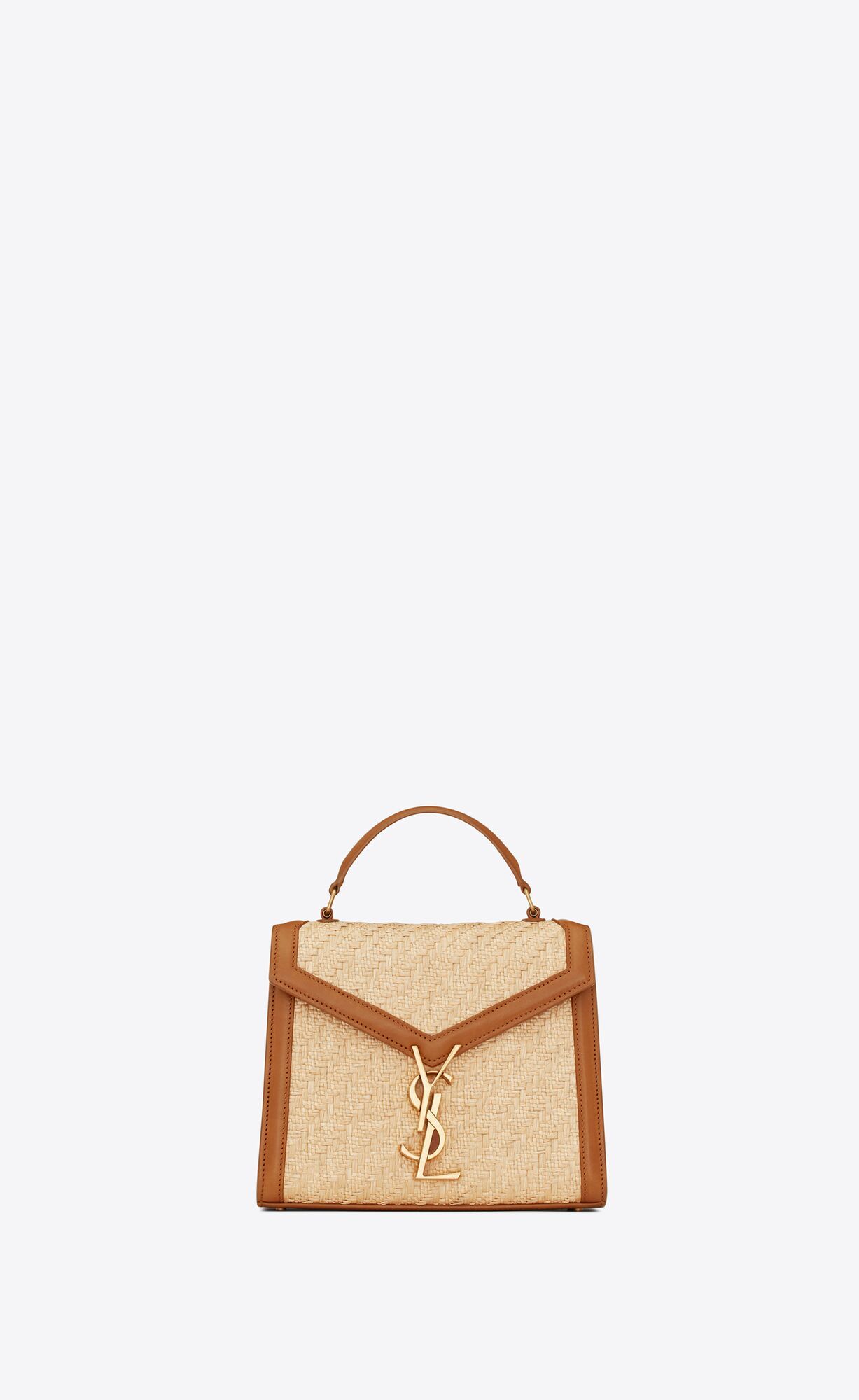 cassandra mini top handle bag in raffia and vegetable-tanned leather | Saint Laurent Inc. (Global)