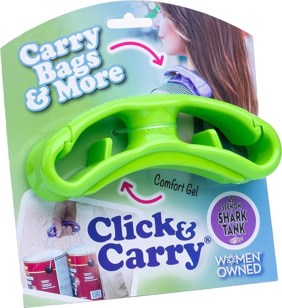 Click & Carry Grocery Bag Carrier, 1 Pack, Green - As seen on Shark Tank, Soft Cushion Grip, Hand... | Amazon (US)