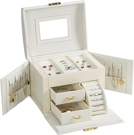 SUCHDECO Large Stand up Jewelry Boxes Organizers/Case with 5 Drawers Gift for Women Teen Girls Ki... | Amazon (US)