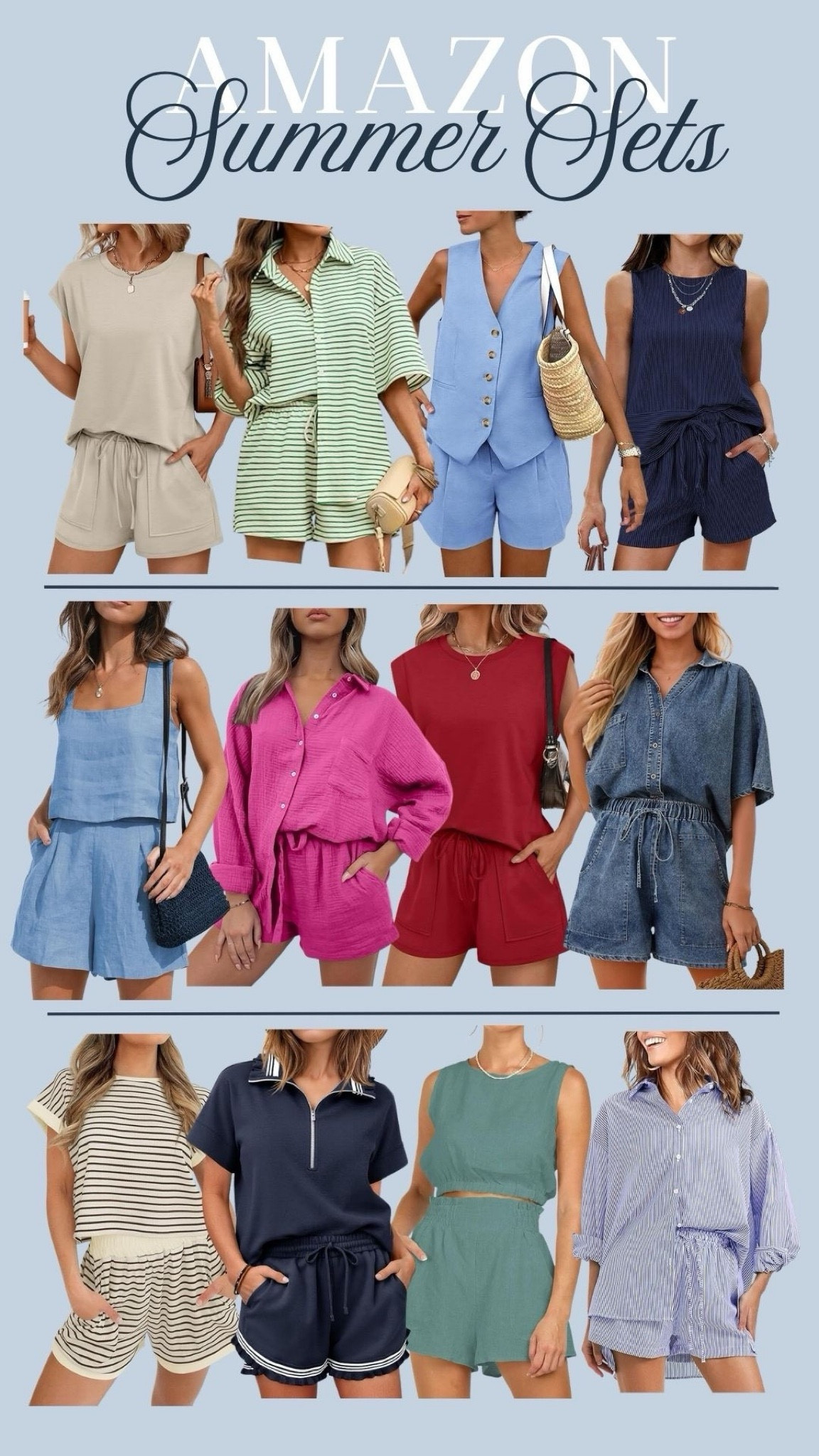  Amazon matching sets 🍋🍓🍒

Two piece set, matching set, mono chromatic, denim set, outfit, vacation, beach 
 

#LTKootd #LTKSeasonal