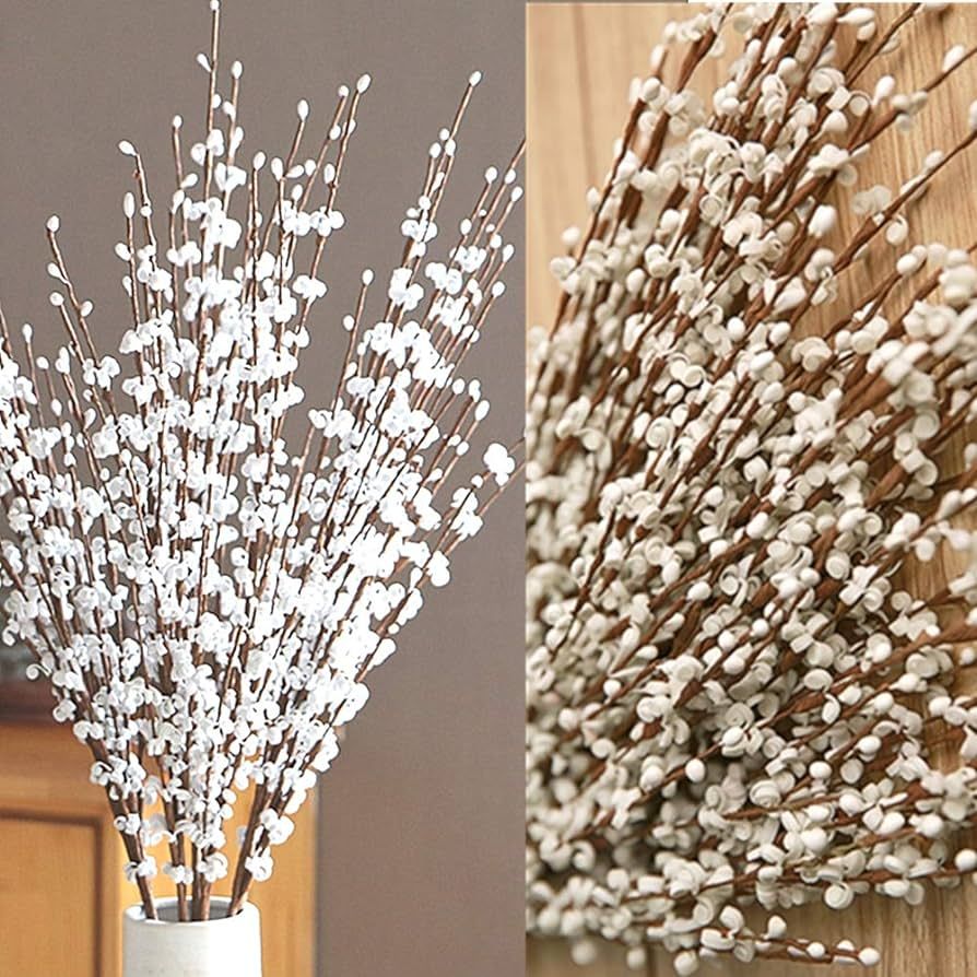 Wootkey 5 Pcs 30" Long Jasmine Artificial Flowers Fake Flower Dry Branches for Home Office DIY Floral Art Plant Wedding Table Centerpieces Party Vase Decoration (White) | Amazon (US)