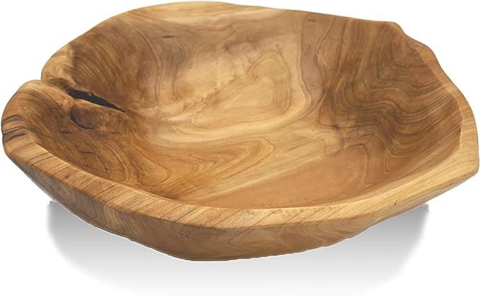 Wood Bowl(12"-14"), Handmade Natural Root Carved Bowl, Wood Crafts Bowl Serving for Fruit, Salad,... | Amazon (US)