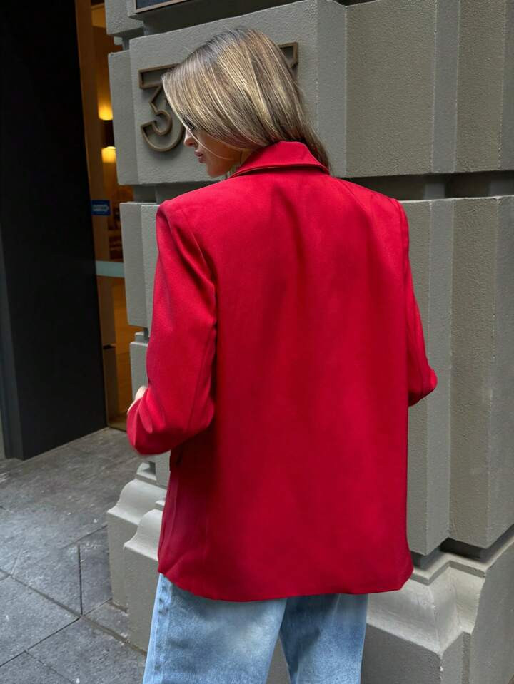 Aloruh Women's Red Lapel Blazer, Autumn/Winter New Arrival Christmas Fall Women Clothes Thanksgiv... | SHEIN