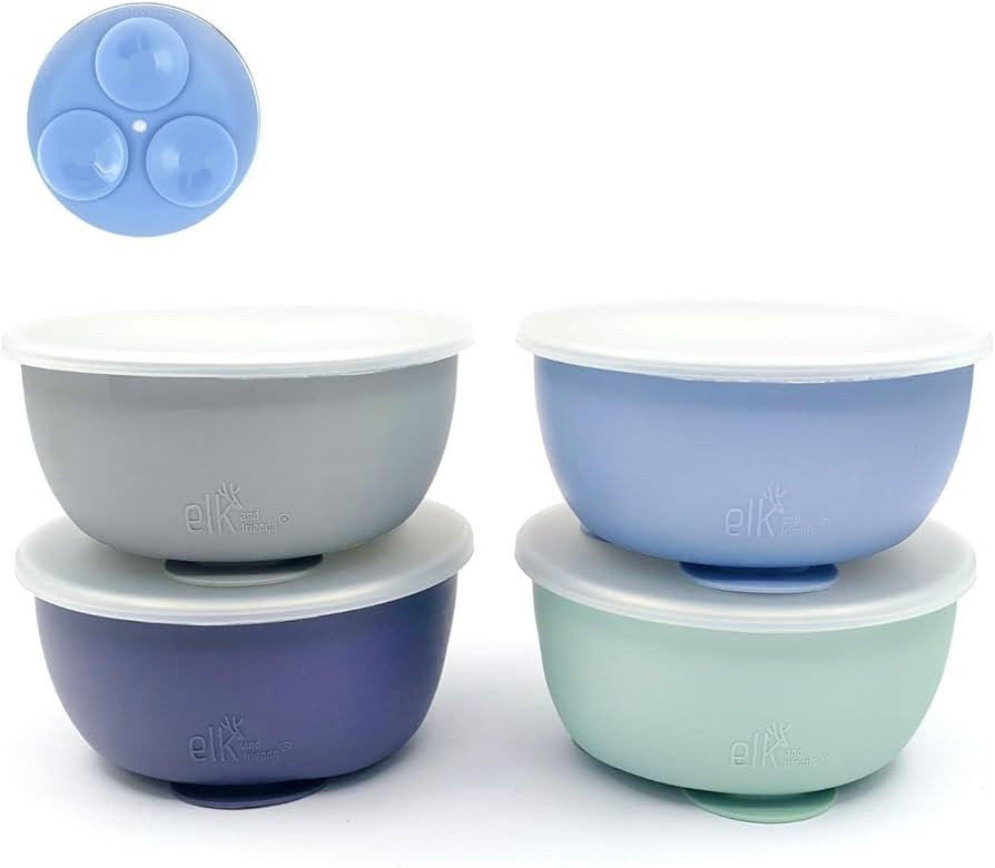 Elk and Friends Stainless Steel Bowls with Silicone Sleeve for Babies & Toddlers | Lids Included ... | Amazon (US)