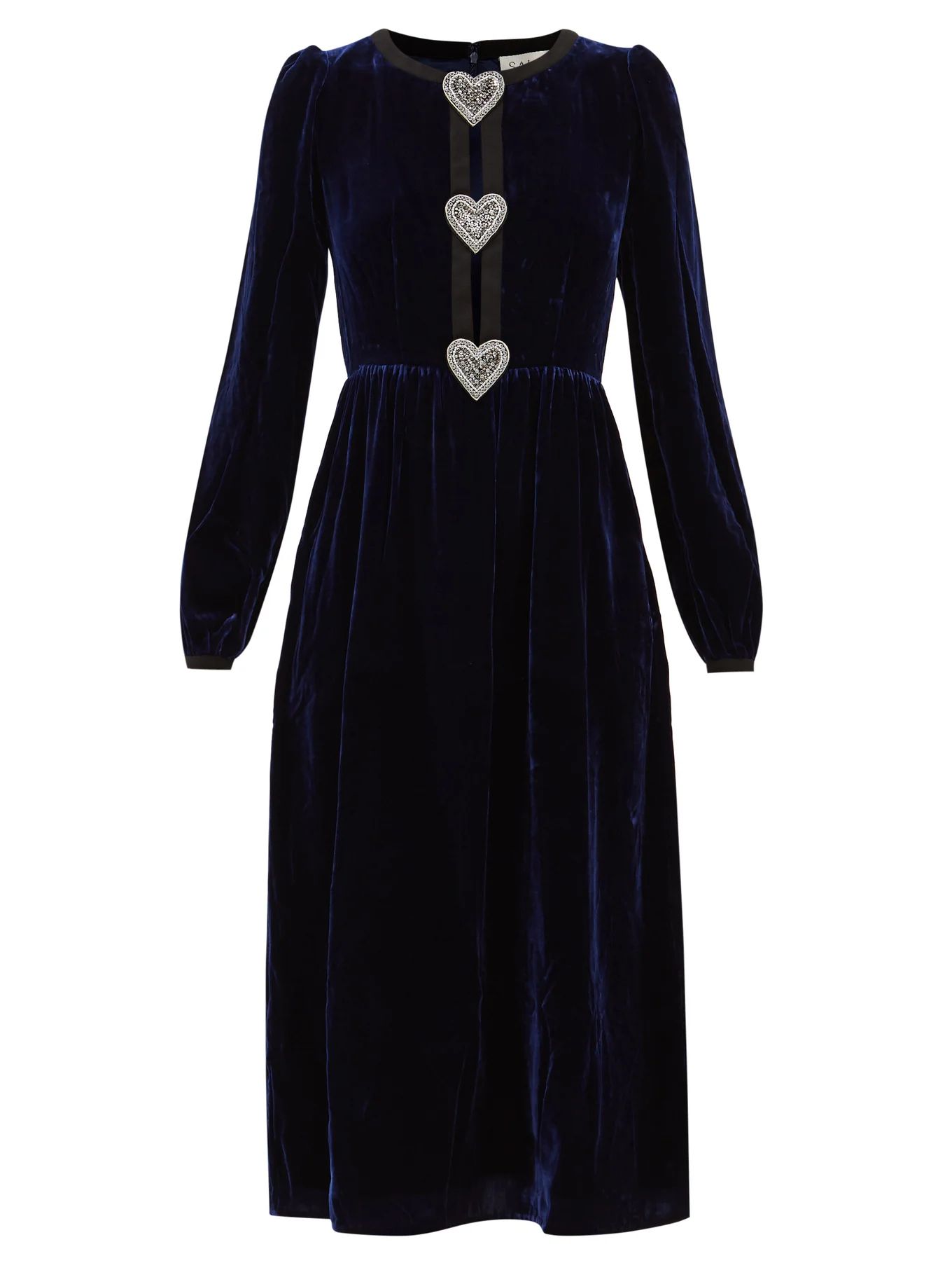 Camille crystal-bow velvet midi dress | Matches (UK)