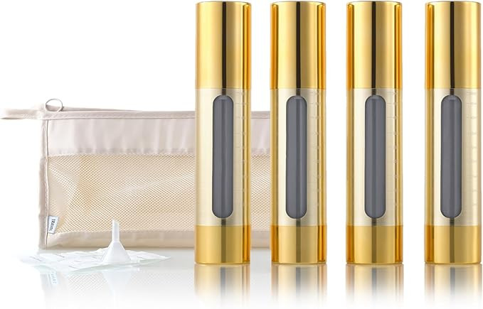 Gold, 50ml empty cosmetic pump bottle with travel bag, refillable, vacuum pump bottle for lotion,... | Amazon (US)