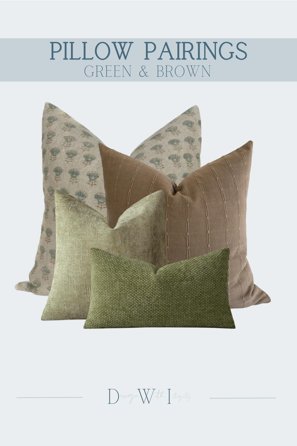 This pillow pairing layers rich greens with warm earthy browns for a palette that feels grounded, sophisticated, and effortlessly inviting. The subtle botanical print introduces organic movement, while the tailored brown pillow adds structure and a refined, classic element. Layered in between, soft sage and olive tones bring depth and tonal variation that keep the look cohesive yet dynamic.

What makes this combination work is the balance of texture and tone. The mix of woven fabrics, soft linen, and subtle sheen creates dimension, while the variation in green hues prevents the palette from feeling flat. The smaller lumbar anchors the arrangement and adds a finished, designer touch.

This pairing is ideal for transitional interiors, modern organic spaces, and any home looking to incorporate warm, nature inspired layering.

Tap the link to shop this curated pillow pairing and recreate the look in your home.

#PillowPairings #GreenAndBrownDecor #OrganicModernStyle #LayeredInteriors #InteriorStyling 

 #LTKHome