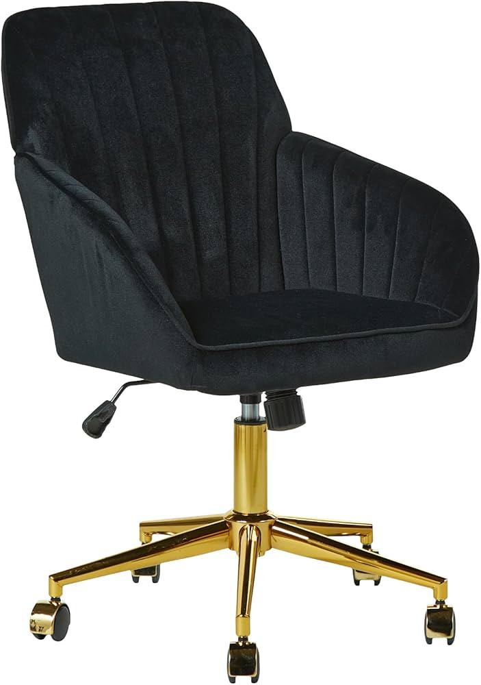 Velvet Home Office Chairs with Gold Base, Height Adjustable 360 Degree Swivel Desk Chairs with Wh... | Amazon (US)