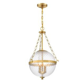 Cordelia Lighting Cordelia Lighting 60-Watt 2-Light Brushed Gold Glam Pendant Light with Clear Pr... | The Home Depot
