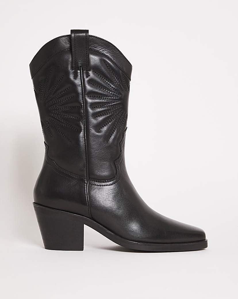 Embroidered Western Calf Boots Wide | Simply Be (UK)