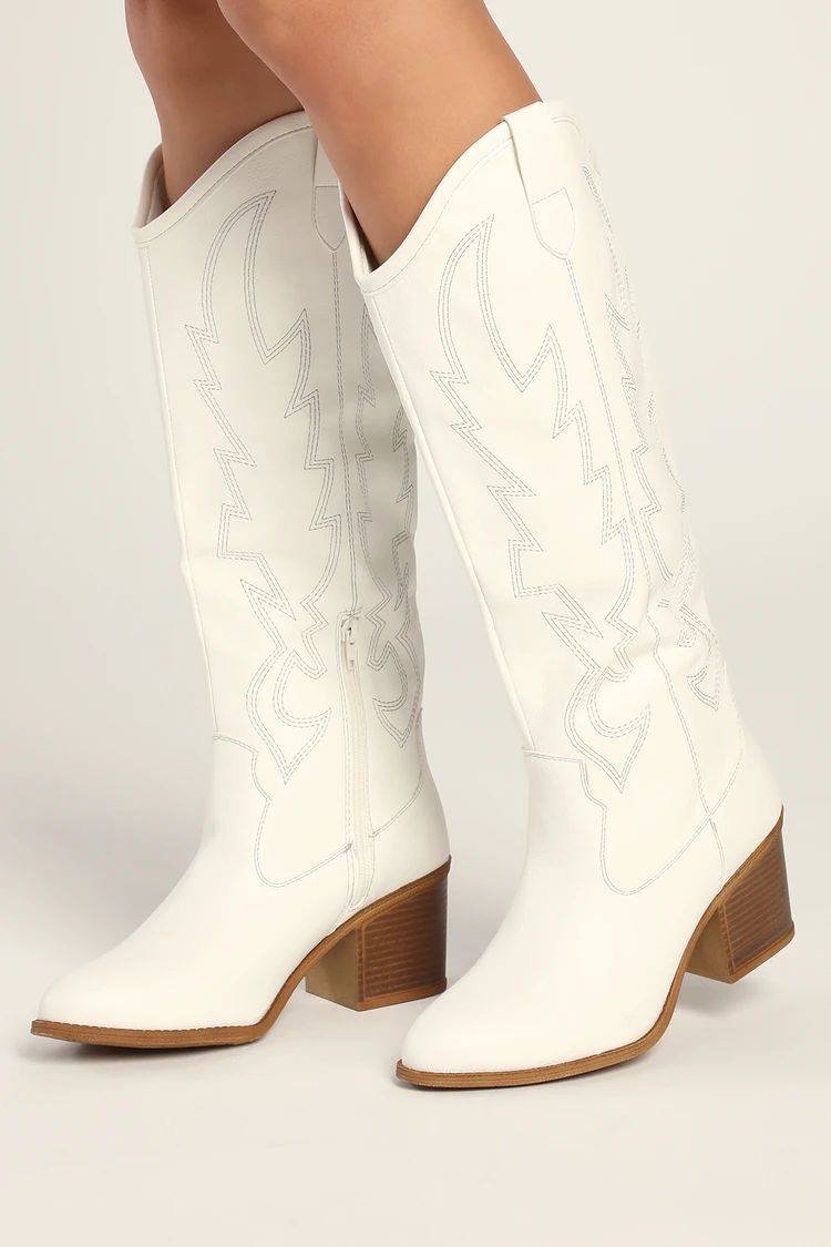 Upwind White Western Knee High Boots | Lulus (US)