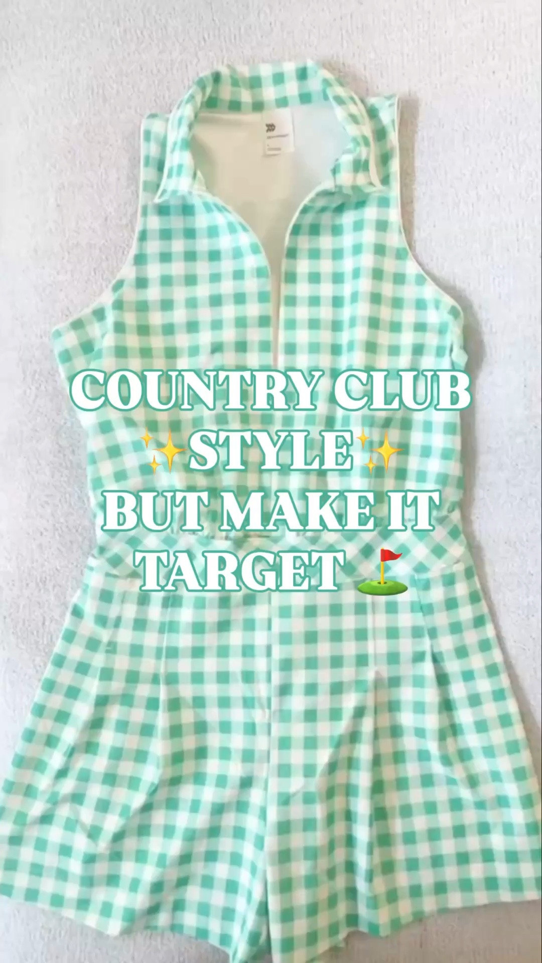 Country club dress women, Masters outfit women, Masters dress, golf tournament outfit women, Target Masters outfit, green gingham dress, preppy activewear dress, UPF 50 dress women, moisture wicking dress, quick dry golf outfit.

If you’re planning a Masters outfit, golf tournament outfit, or country club look and want something polished but practical, this Target find delivers.

Women’s sleeveless knit pleated romper in forest green gingham. $40.

Classic Masters green. Preppy country club silhouette. Performance fabric that works in warm weather.

• UPF 50+ sun protection
• Moisture wicking fabric
• Quick dry performance knit
• Side pockets
• Polo collar neckline
• Athletic fit with stretch

This is the kind of golf spectator outfit that looks elevated for clubhouse lunch but stays breathable walking the course. The green gingham reads timeless and preppy. The pleated short gives it that feminine country club finish. 

masters dress women
masters outfit ideas
golf tournament dress women
target masters outfit
country club dress under 50
preppy activewear dress
green gingham dress women
golf dress with pockets
spring golf outfit women
budget country club style

Style it with white sneakers for daytime, gold sandals for dinner, or a sweater over the shoulders for that true preppy Masters energy.

Target price. Country club style. Spring-ready and course-approved.

#LTKFindsUnder50
#LTKFindsUnder100
#TargetStyle
#TargetFinds
#MastersOutfit
#GolfTournamentStyle
#CountryClubStyle
#PreppyStyle
#SpringOutfit
#PreppyActivewear
#GoingViral 
#LTKSpring