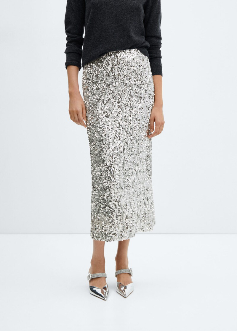 Sequin midi skirt -  Women | Mango USA | MANGO (US)