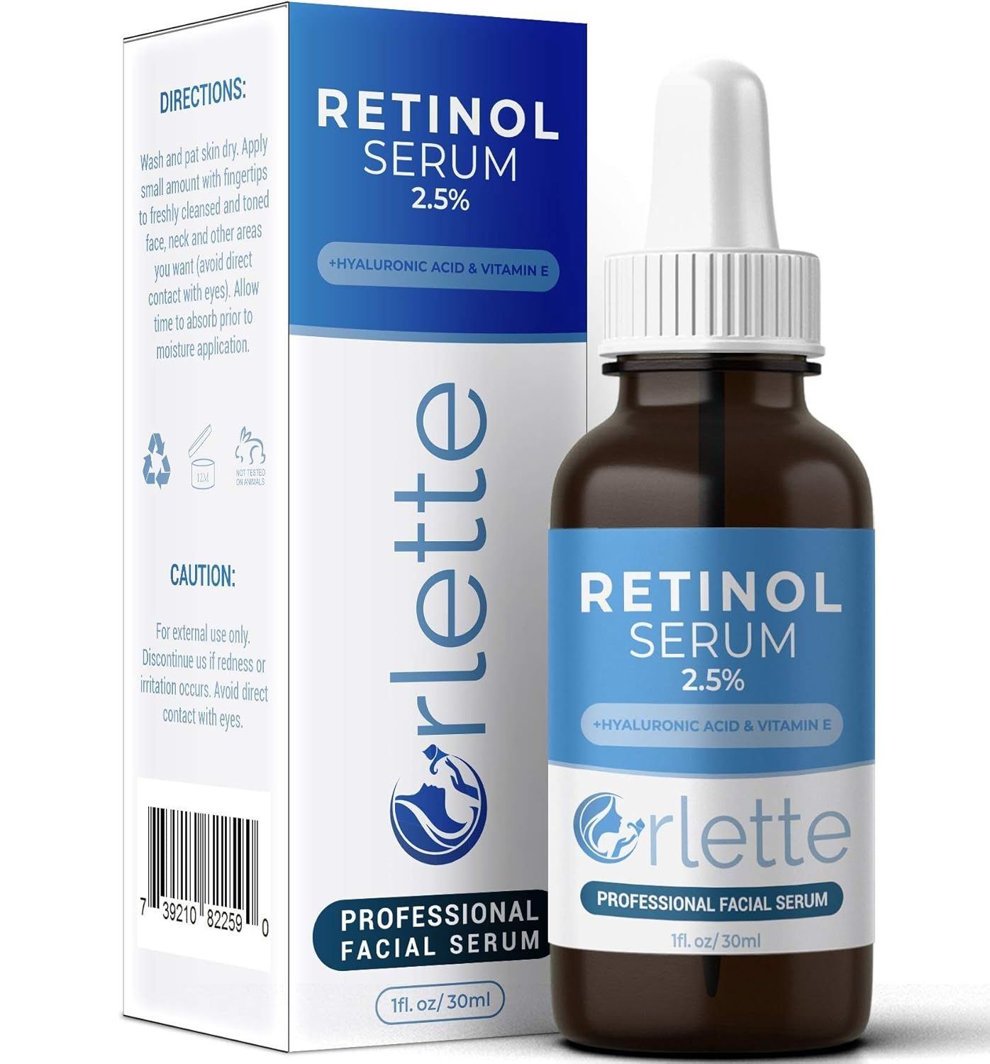 Orlette Retinol Serum 2.5% - Professional Grade Skincare - Vitamin A and E, Hyaluronic Acid - Ant... | Amazon (US)