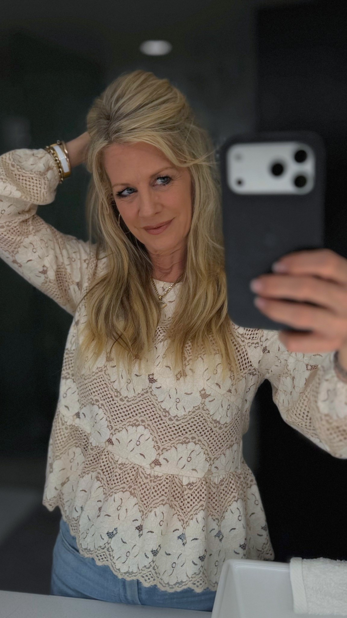 Lace L❤️VE from @anthropologie 🤍 One of those tops that instantly elevates a look.

#LTKdayinmylife #LTKgrwm #LTKmorningroutine