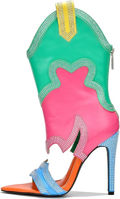 Cape Robbin Nayaye Stiletto Fashion Western Booties for Women, Women's Open Toe Mid-Calf Boots wi... | Amazon (US)