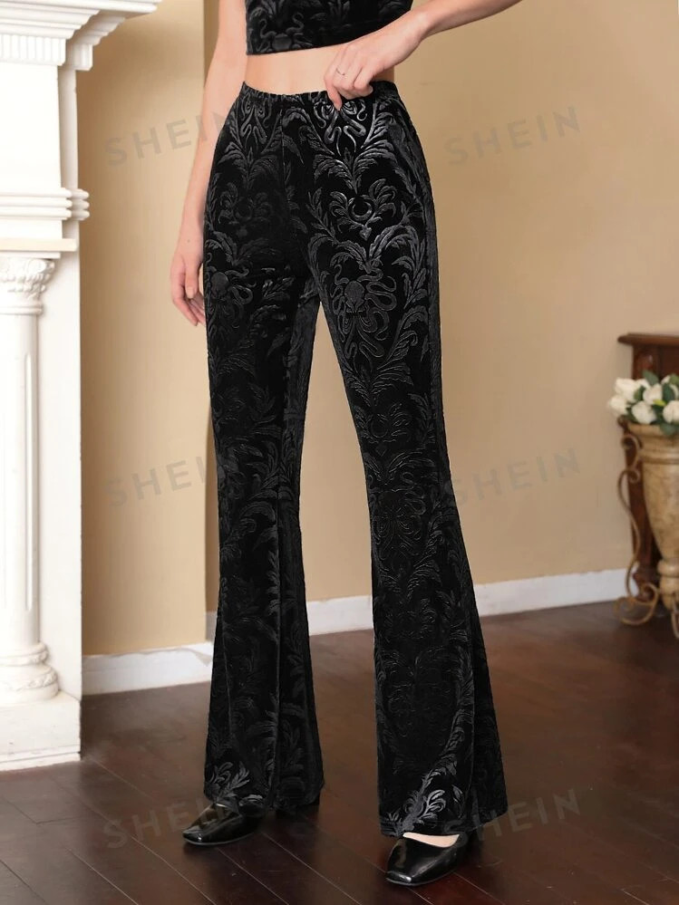 SHEIN MOD Floral Print Flare Leg Pants | SHEIN