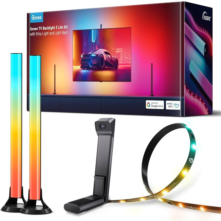 Govee TV Backlight 3 Lite Kit, 11.8ft RGBICW Wi-Fi TV LED Strip Lights for 55-65in TVs with Camer... | Amazon (US)