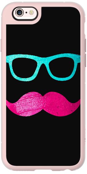 iPhone 6 Plus/6/5/5s/5c Case - Funny Pink mustache teal hipster glasses Black | Casetify