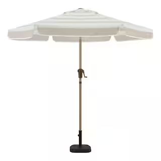 7.5 ft. Steel and Aluminum Market Crank and Tilt Outdoor Patio Umbrella in Tan | The Home Depot