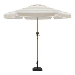 7.5 ft. Steel and Aluminum Market Crank and Tilt Outdoor Patio Umbrella in Tan | The Home Depot