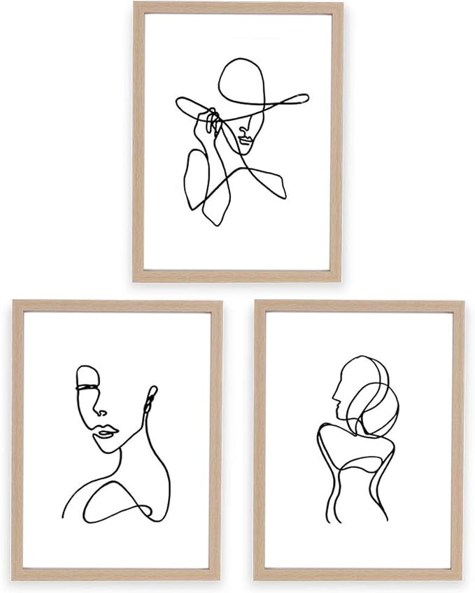 ArtbyHannah Framed Minimalist Line Wall Art Decor Abstract Woman's Body Shape Picture Frame Colla... | Amazon (US)