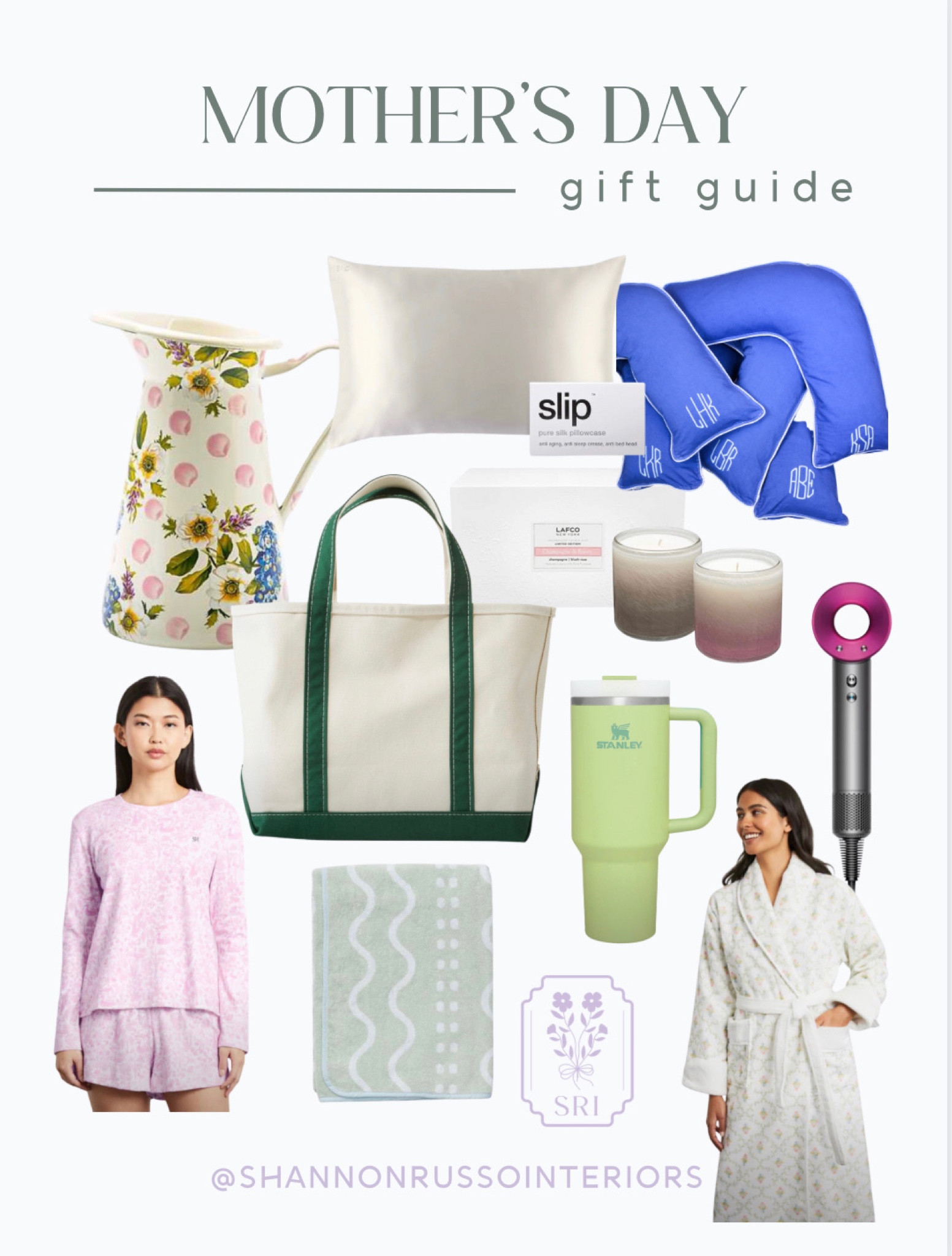 Spoil your mom with the perfect Mother's Day gift, curated by Shannon Russo Interiors! Give her the gift of comfort with a pair of Hill House Home pajamas, or indulge in a luxurious hotel robe for ultimate relaxation. Ensure she gets the best sleep possible with a Pillow Bar Jetsetter pillow, perfect for travel or at home. Make her summer days even more enjoyable with Weezie's plush and stylish beach towels. For the ultimate indulgence, spoil her with the Dyson hairdryer, currently on sale for $250 at Walmart. Personalize a classic LL Bean boat tote or gift her an LAFCO candle set that will last forever. Add a touch of whimsy to her home with faux tulips that look just like the real thing, or brighten up her kitchen with a flower patterned pitcher from Mackenzie's Child. Give her a Stanley Cup for the trendiest way to stay hydrated. Show your mom how much you love her with these thoughtful and stylish gifts! 

#ShannonRussoInteriors #MothersDayGiftGuide #GiftsForMom #HillHouseHome #PillowBar #WeezieTowels #DysonHairDryer #LTKHome #ltkmothersday #mothersdaygifts #personalizedmothersdaygift #liketkit 



#liketkit #LTKSeasonal #LTKGiftGuide #LTKFind

#LTKFind #LTKGiftGuide #LTKSeasonal