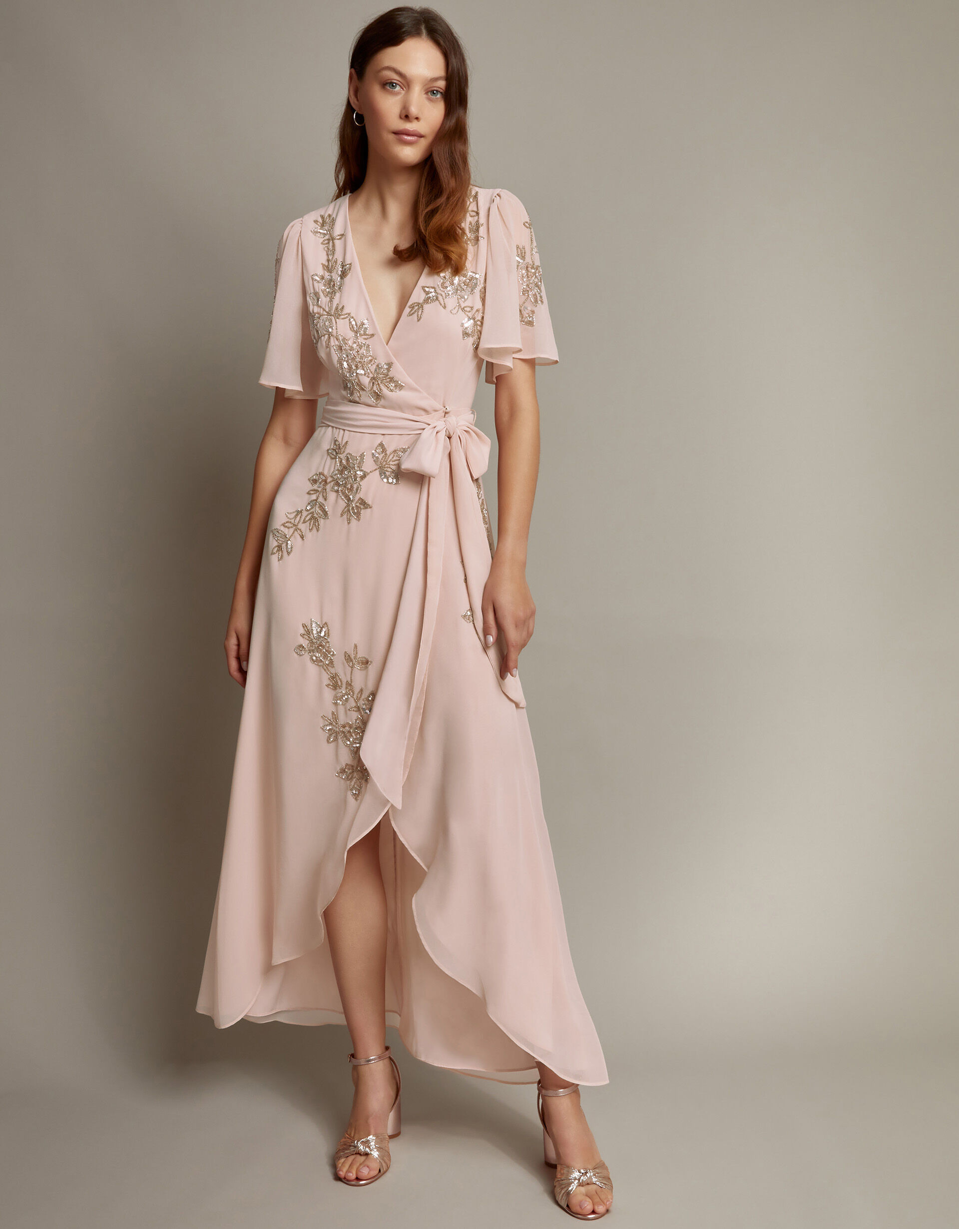 Sarah Embellished Wrap Dress  Pink | Monsoon (UK)