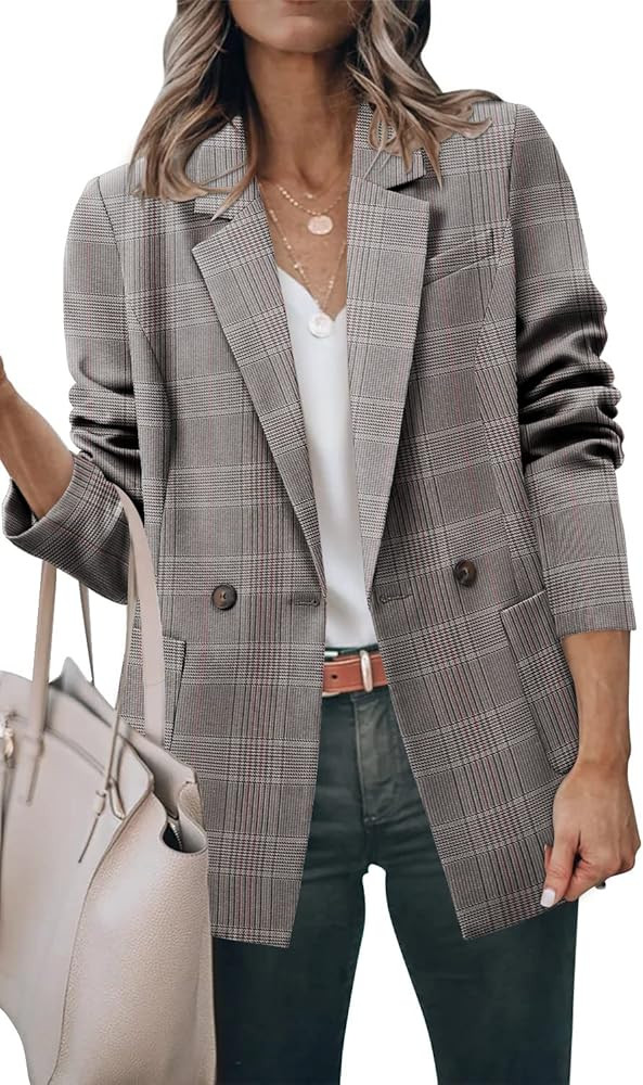 CHICZONE Womens Casual Blazer Long Sleeve Open Front Lapel Button Work Office Pinstripe Blazer Ja... | Amazon (US)