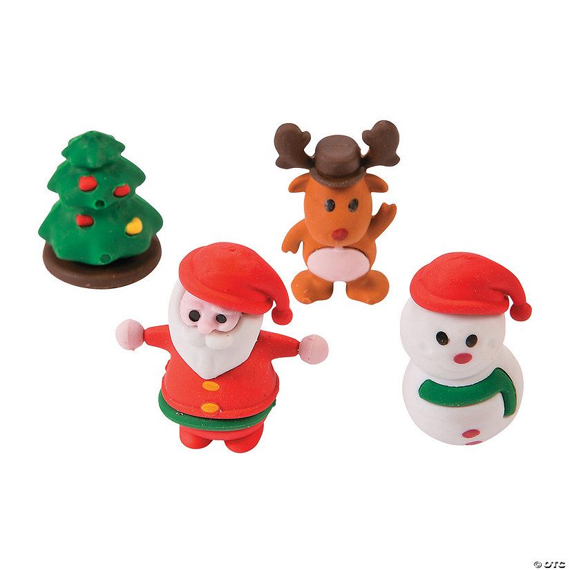 3D Christmas Character Erasers - 24 Pc. | Oriental Trading Company