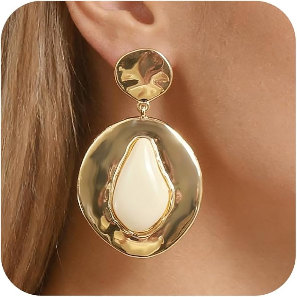 Chunky Gold Brown Crystal Two Tone Dangly Drop Earrings for Women Y2K Vintage Large Waterdrop Res... | Amazon (US)