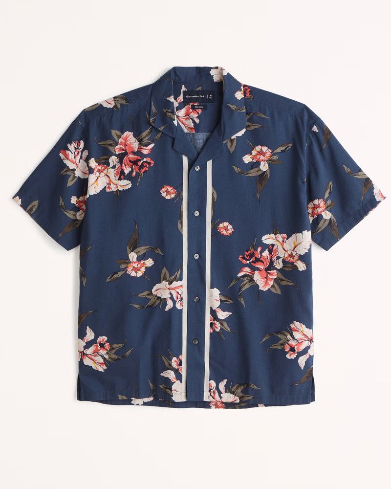 Camp Collar Button-Up Shirt | Abercrombie & Fitch (US)