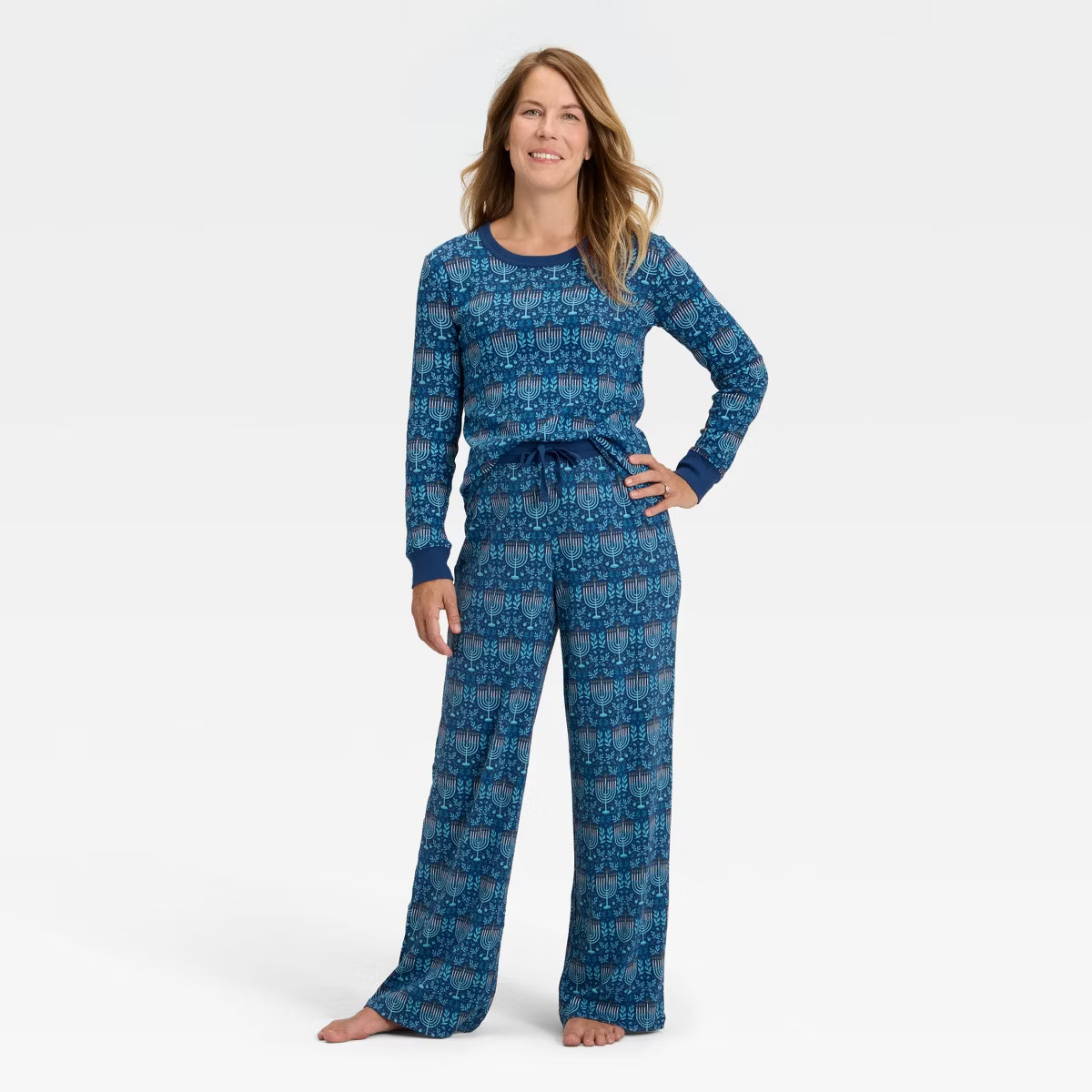 Women's Hanukkah Ribbed Long Sleeve Shirt and Pants Holiday Matching Family Pajama Set - Wondersh... | Target