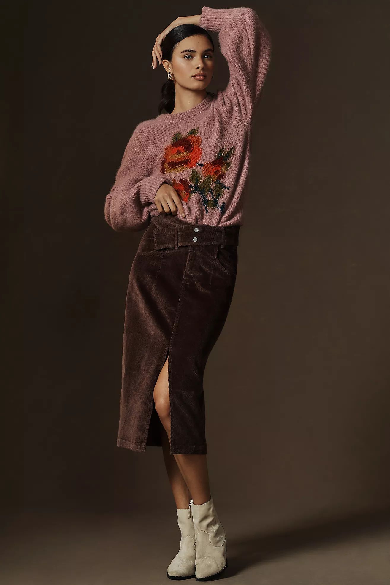 Pilcro Double Waist Corduroy Midi Skirt | Anthropologie (US)