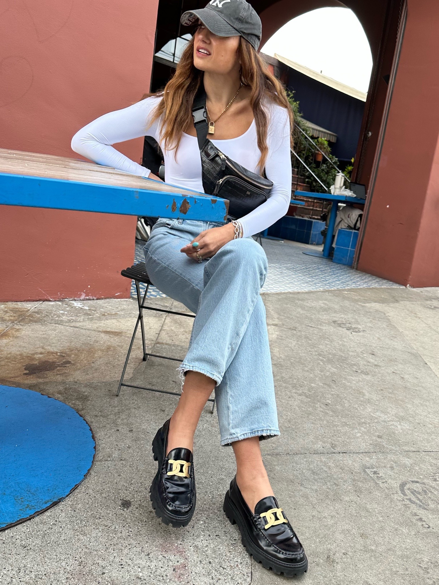 Bodysuit sz small so flattering!!
Jeans only $76! In sale! I got 26 - my true size it’s a loose fit but high waist 
Tods loafers Tts 
