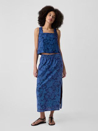 Linen-Blend Midi Slip Skirt | Gap Factory