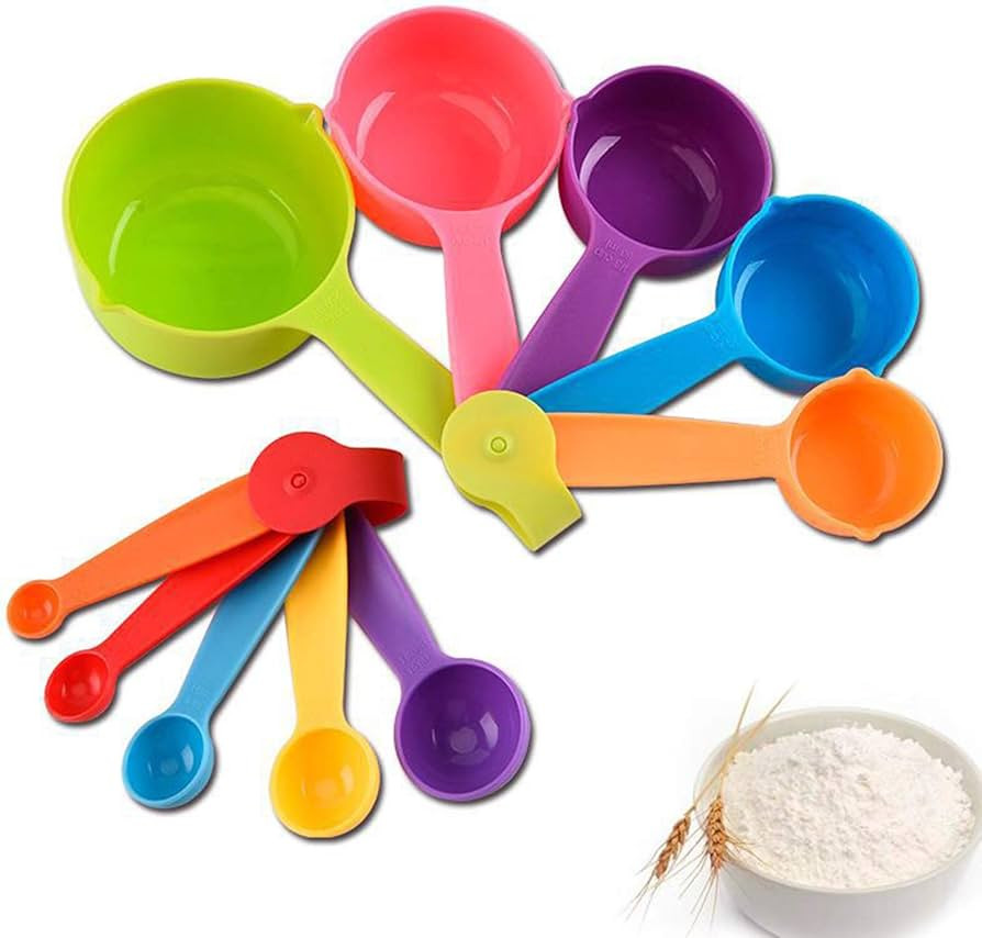 10 Pieces Plastic Measuring Cups and Spoons Set Colored for Kitchen Cooking Bathing (random style... | Amazon (US)