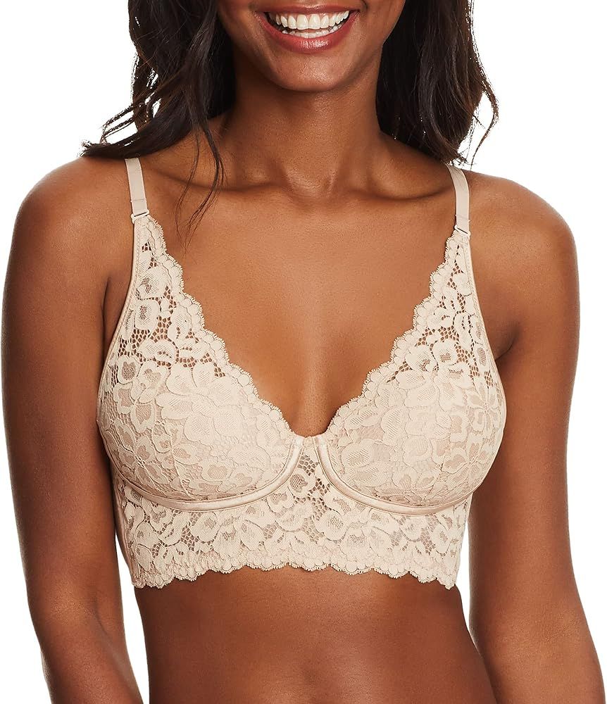 Maidenform Women's Pure Comfort Wireless Lace Longline Bralette, Lightly Lined Convertible Bra | Amazon (US)