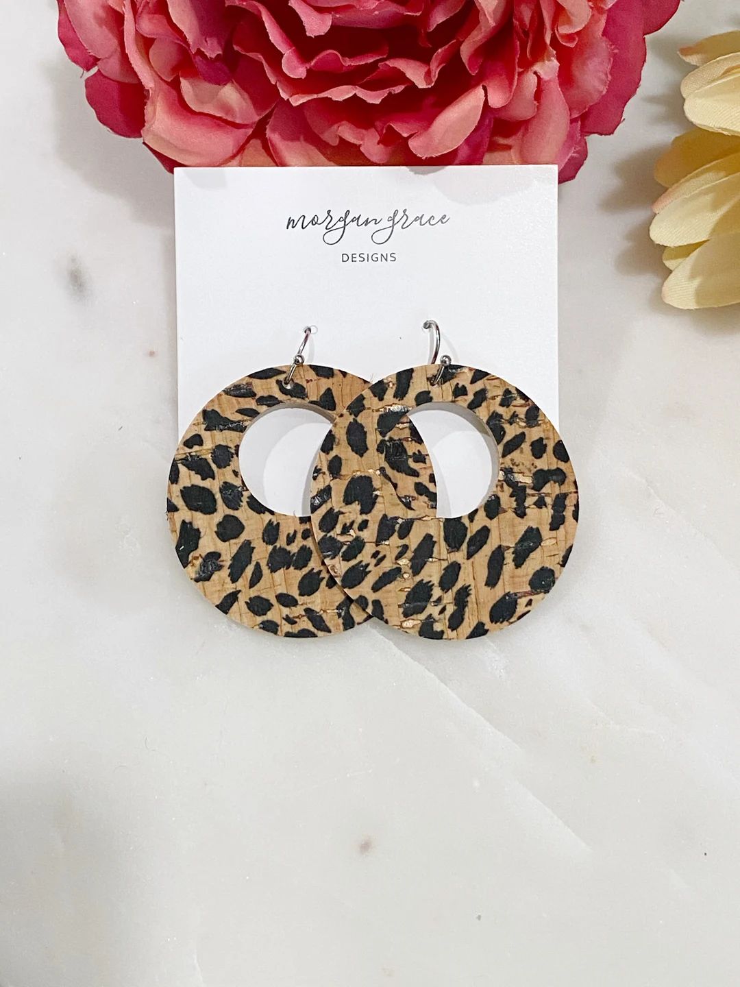 Cheetah Cub Cork Hoops Cheetah Print Hoop Earrings Animal - Etsy | Etsy (US)