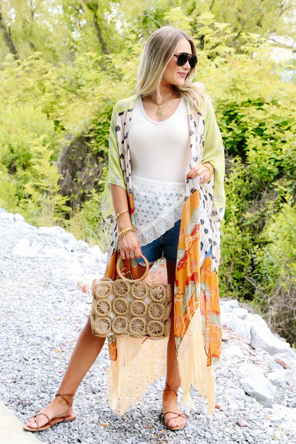 Midori Grove Fringe Kimono | The Willow Tree