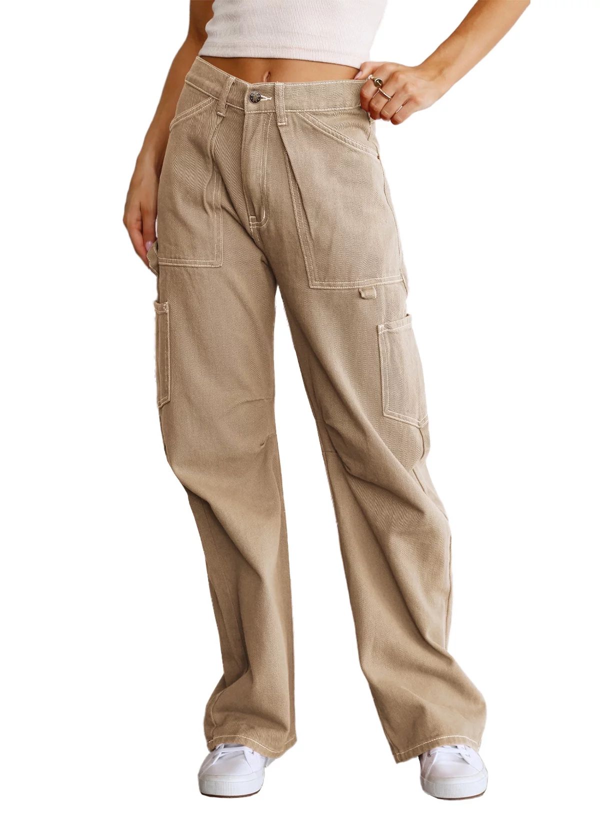 Chase Secret Women's High Waisted Cargo Pants Wide Leg Casual baggy Pants Trouser with Pockets 8 | Walmart (US)