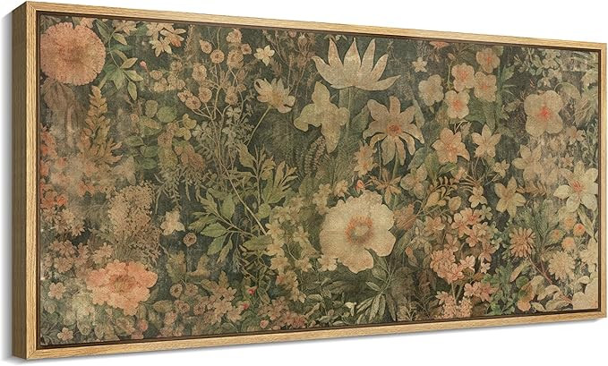 SIGNFORD Extra Large Framed Canvas Print Wall Art Vintage Floral Garden Antique Style Flower Arra... | Amazon (US)