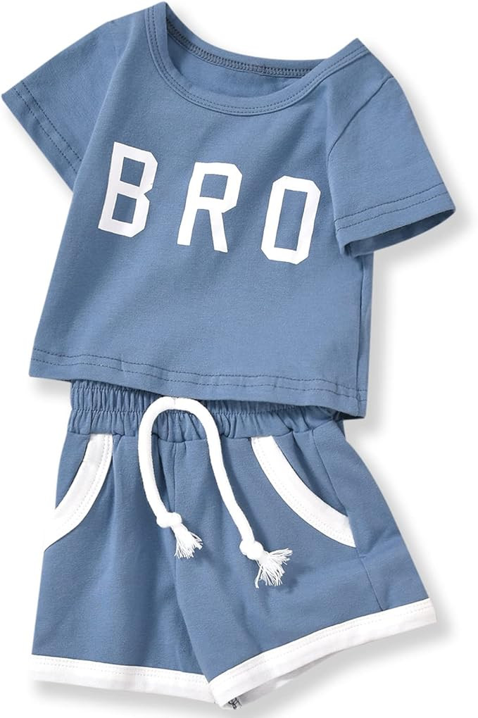 HIHA Toddler Baby Boy Clothes Newborn Short Sleeve Letter Printed Baby T-Shirt Shorts Set Summer ... | Amazon (US)