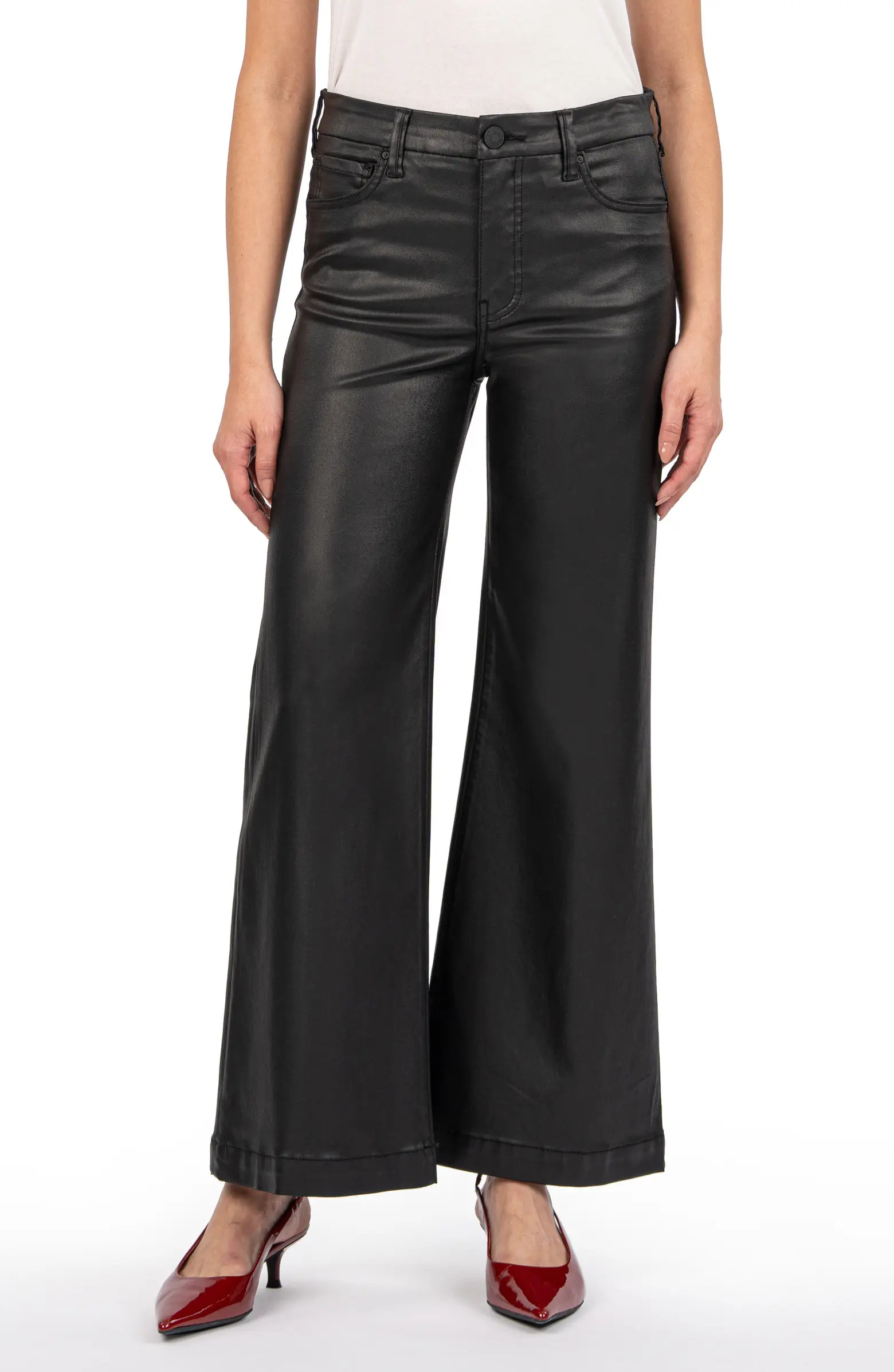 KUT from the Kloth Meg Fab Ab Coated High Waist Ankle Wide Leg Jeans (Petite)<br> | Nordstrom | Nordstrom