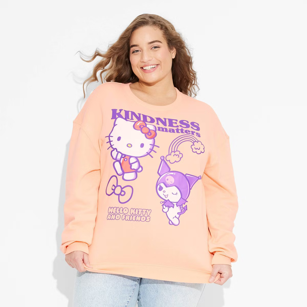 Women's Sanrio Kindness Matters Graphic Sweatshirt - Orange | Target
