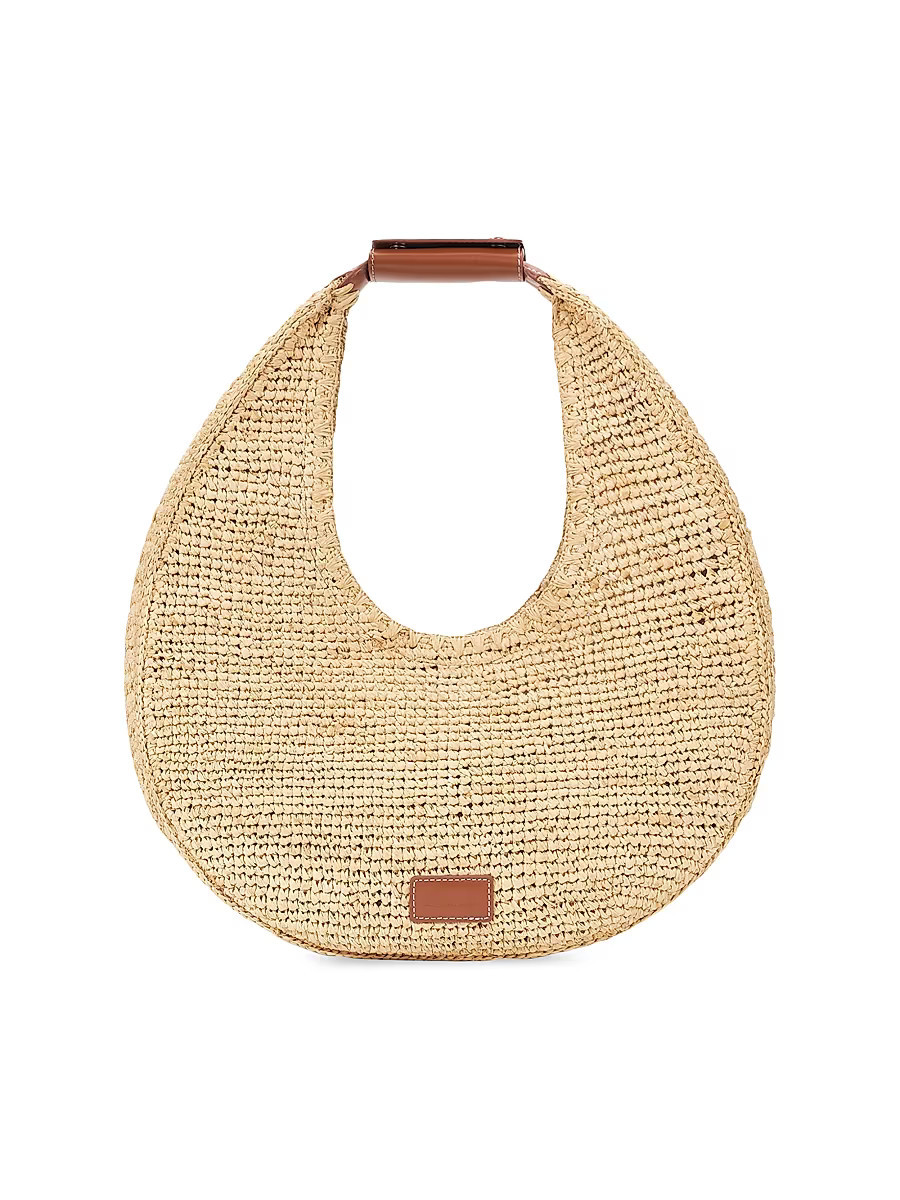 Women's Large Moon Raffia Shoulder Bag - Natural | Saks Fifth Avenue